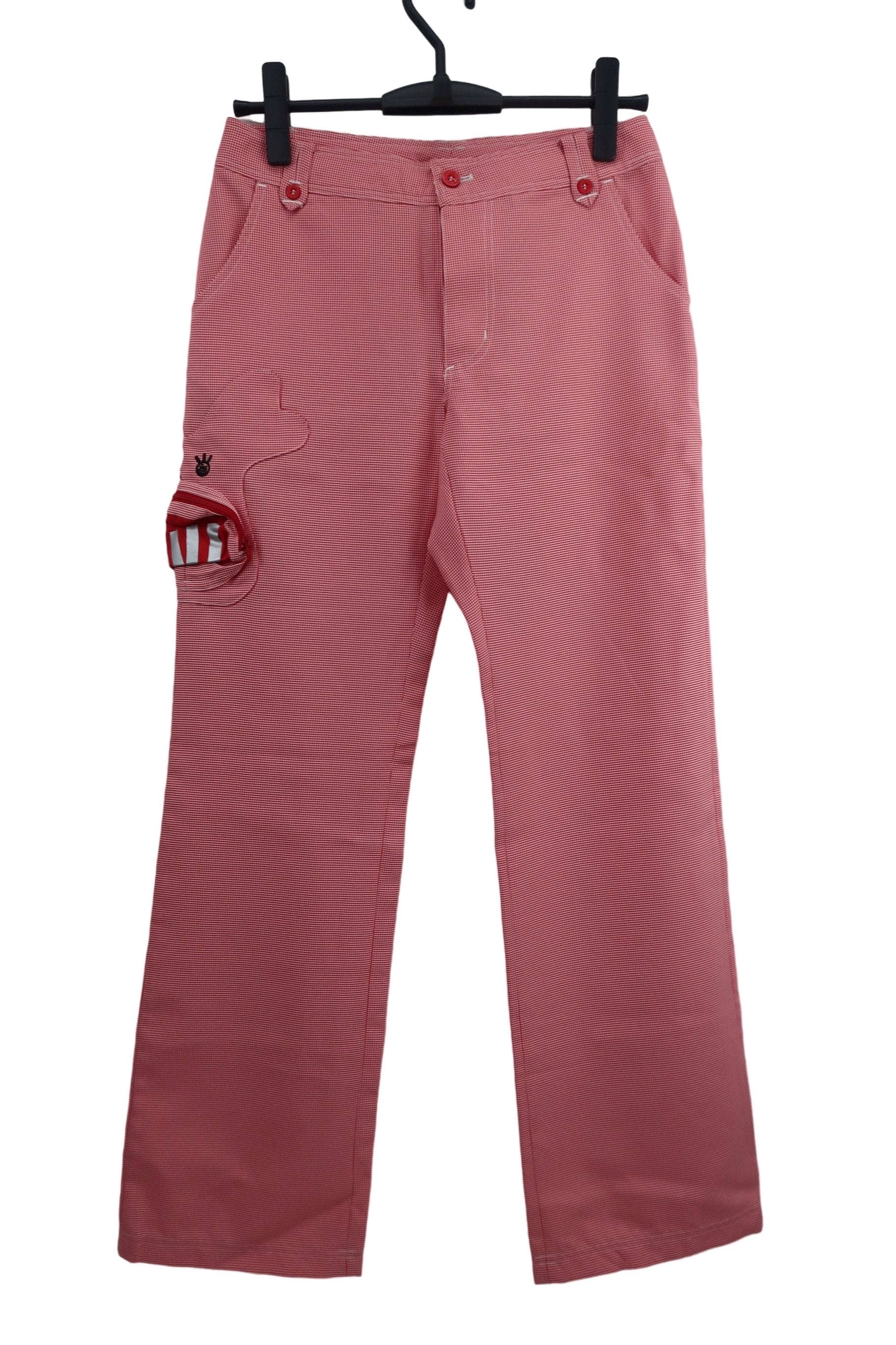M.U SPORTS(エムユースポーツ) パンツ 赤白チェック レディース 40 A-1