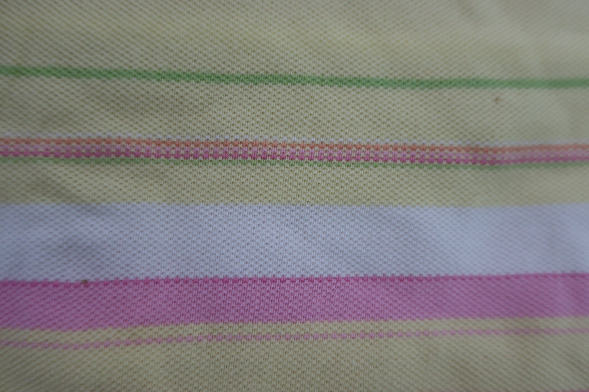 le coq sportif(ルコックスポルティフ) 半袖ポロシャツ 黄ピンク白ボーダー レディース L B-6