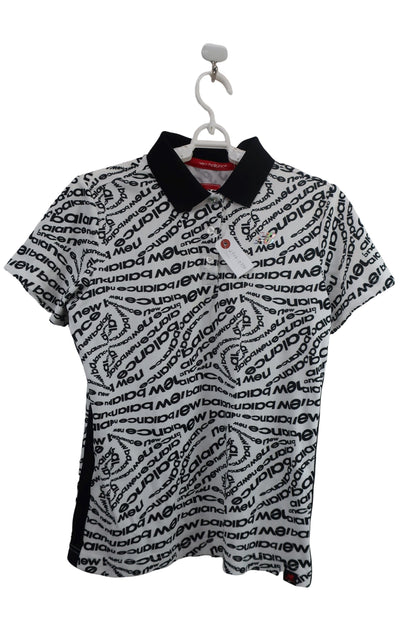 New Balance golf(ニューバランスゴルフ) 半袖ポロシャツ 白黒ブランド名柄 レディース 2 B-1