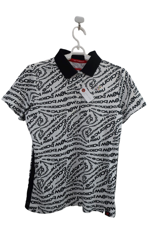 New Balance golf(ニューバランスゴルフ) 半袖ポロシャツ 白黒ブランド名柄 レディース 2 B-1