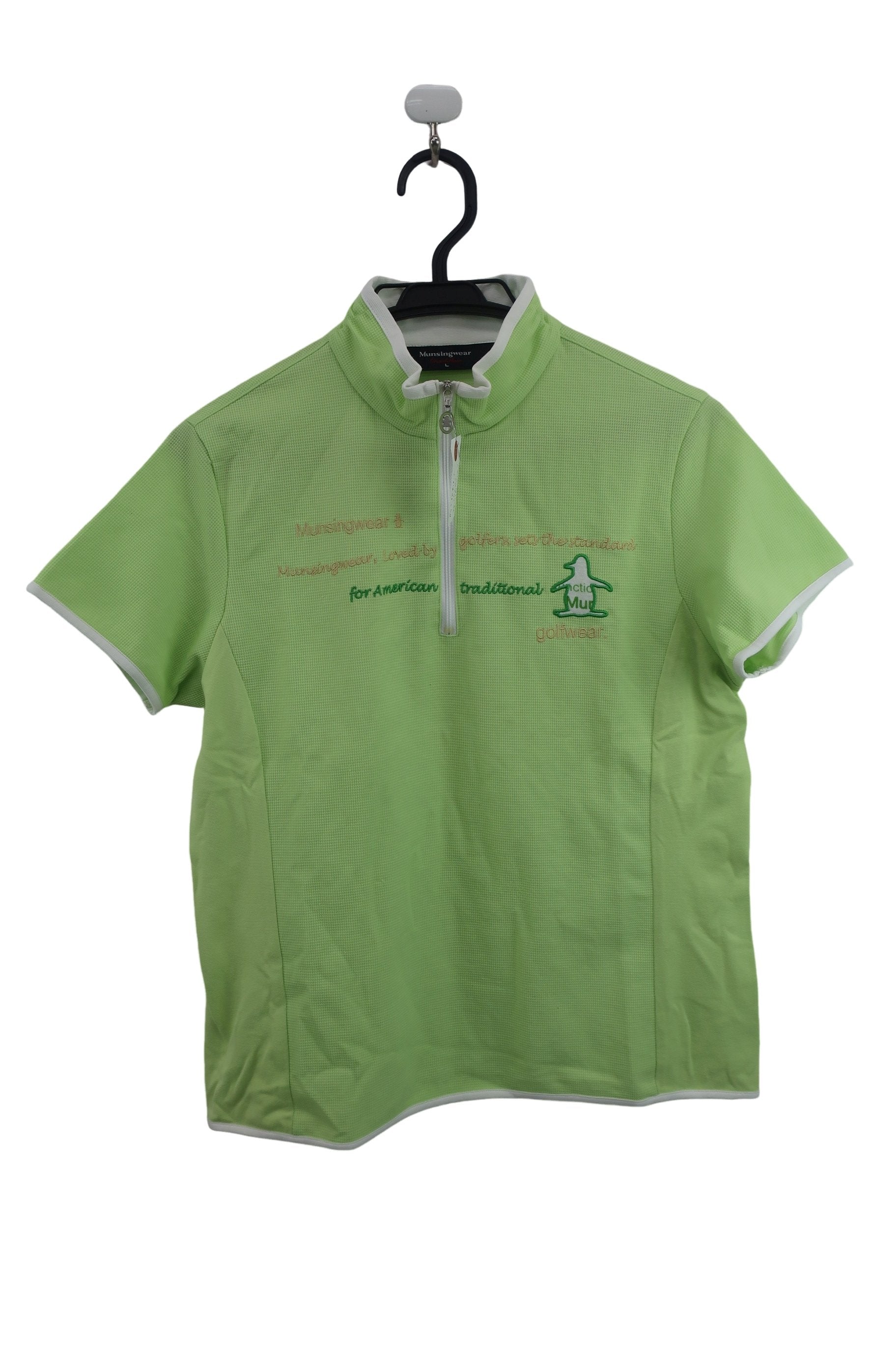 Munsingwear(マンシングウェア) 半袖ハーフジップシャツ 黄緑 レディース L B-1