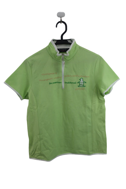 Munsingwear(マンシングウェア) 半袖ハーフジップシャツ 黄緑 レディース L B-1