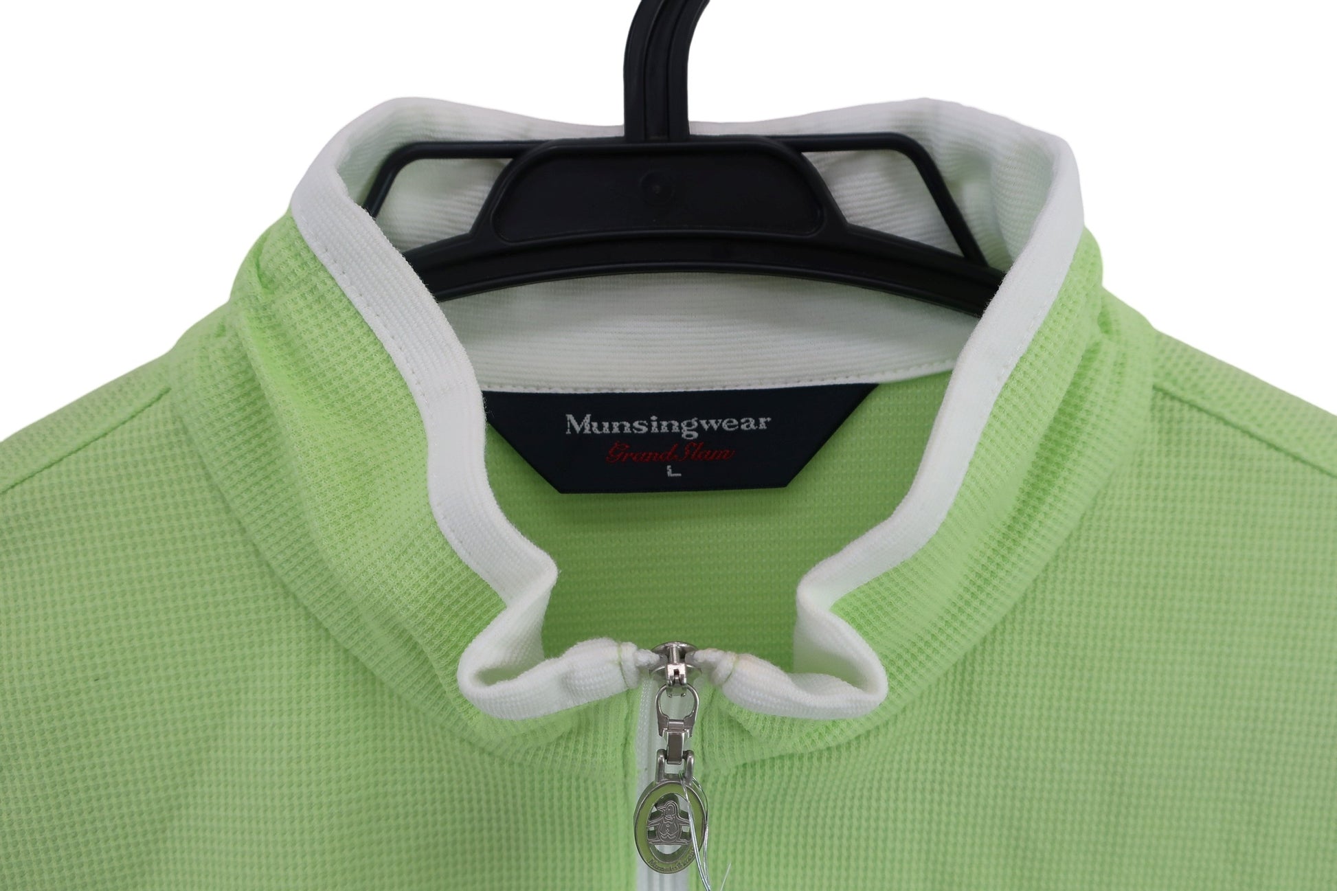 Munsingwear(マンシングウェア) 半袖ハーフジップシャツ 黄緑 レディース L B-3