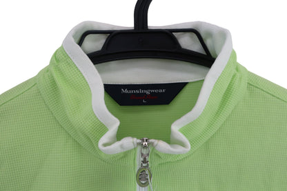 Munsingwear(マンシングウェア) 半袖ハーフジップシャツ 黄緑 レディース L B-3