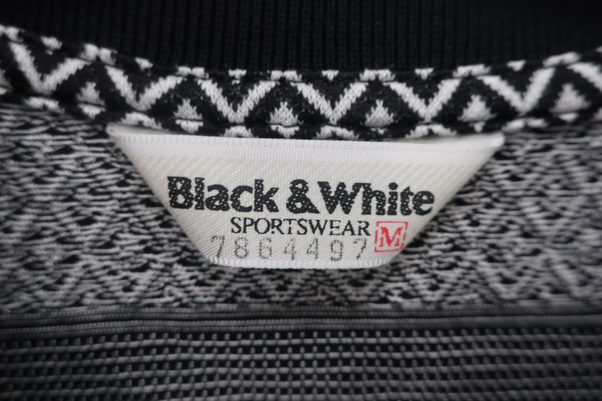 Black & White(ブラック&ホワイト) 半袖ポロシャツ 黒白総柄 レディース M B-3