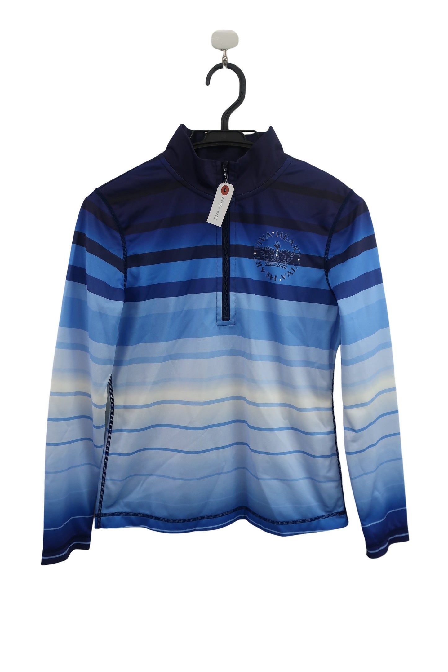 VIVA HEART(ビバハート) 長袖ハーフジップシャツ ネイビー青ボーダーグラデーション レディース 40 A-1