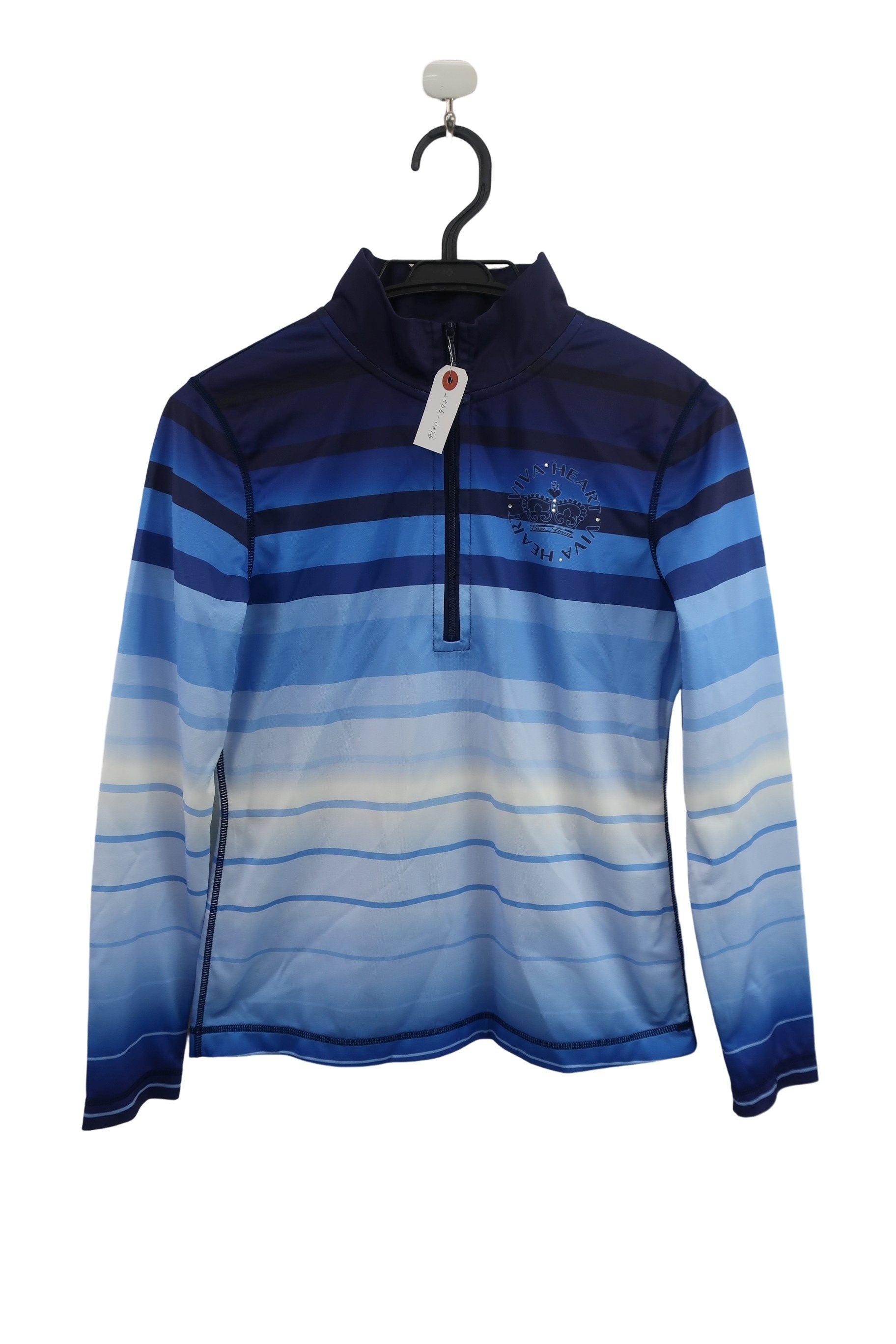 VIVA HEART(ビバハート) 長袖ハーフジップシャツ ネイビー青ボーダーグラデーション レディース 40 A-1