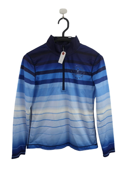 VIVA HEART(ビバハート) 長袖ハーフジップシャツ ネイビー青ボーダーグラデーション レディース 40 A-1