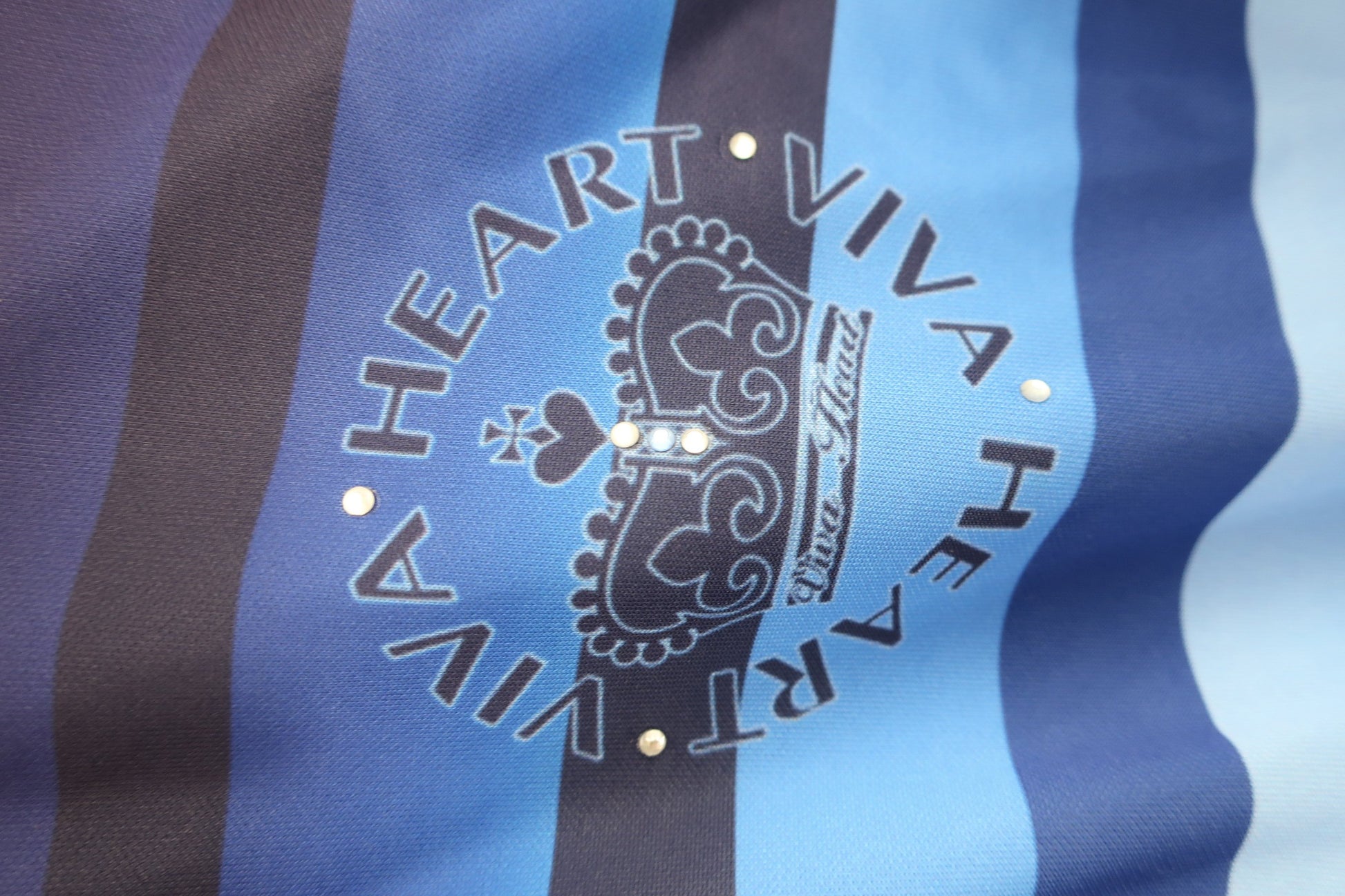 VIVA HEART(ビバハート) 長袖ハーフジップシャツ ネイビー青ボーダーグラデーション レディース 40 A-2