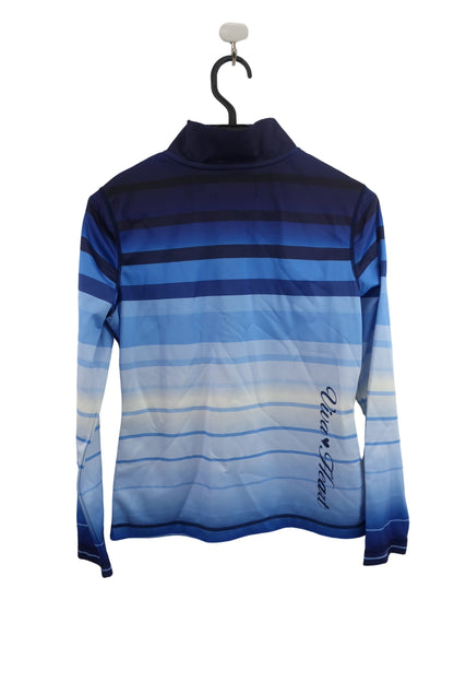 VIVA HEART(ビバハート) 長袖ハーフジップシャツ ネイビー青ボーダーグラデーション レディース 40 A-4