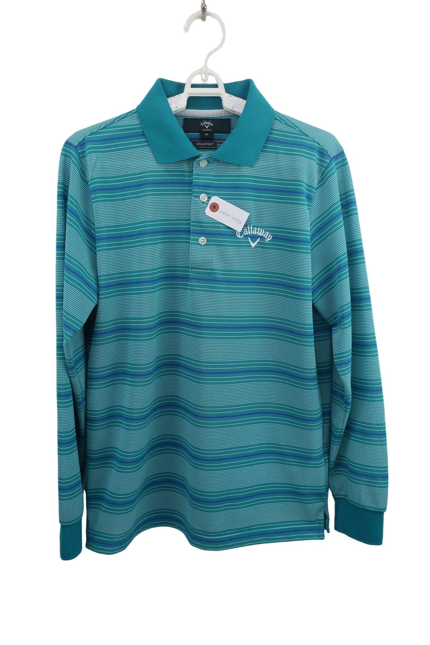 Callaway(キャロウェイ) 長袖ポロシャツ 青系ボーダー メンズ M 241-250533 B-1