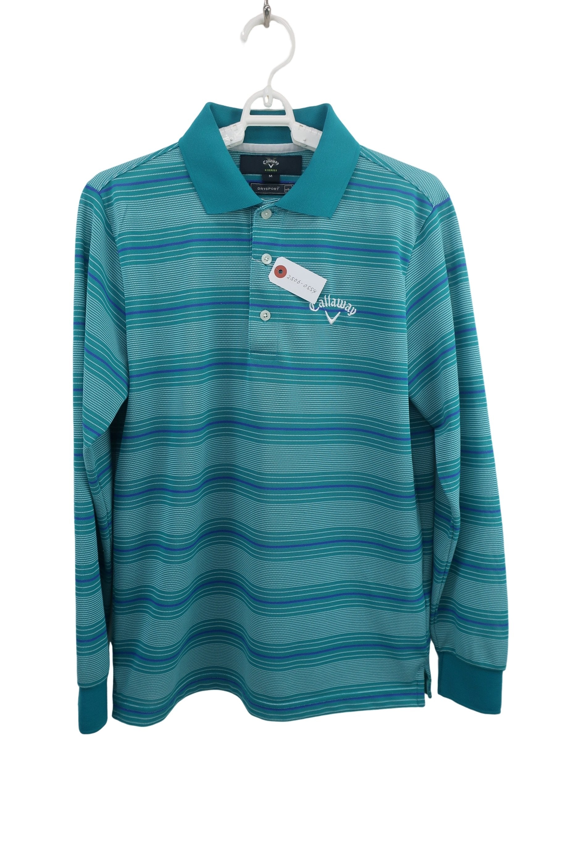 Callaway(キャロウェイ) 長袖ポロシャツ 青系ボーダー メンズ M 241-250533 B-1