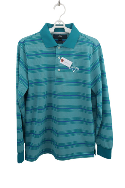 Callaway(キャロウェイ) 長袖ポロシャツ 青系ボーダー メンズ M 241-250533 B-1