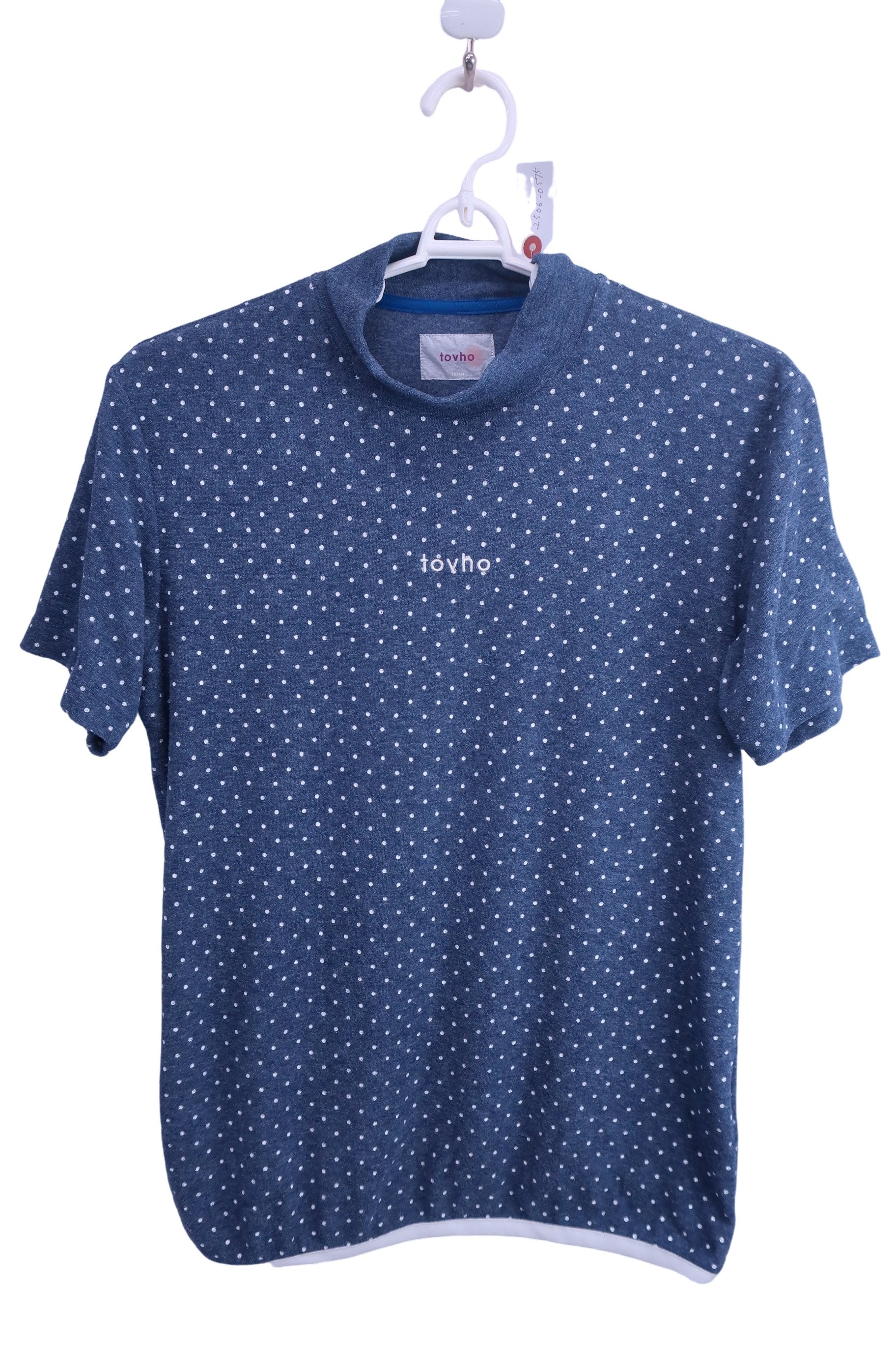 tovho(トヴホ) 半袖モックネックシャツ ネイビー白水玉 メンズ 2 A-1