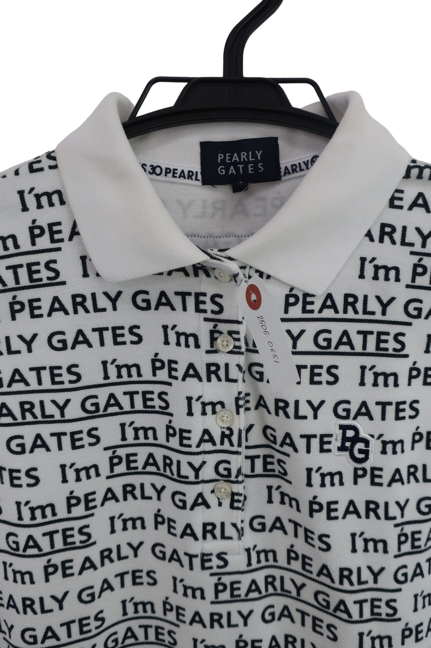 PEARLY GATES(パーリーゲイツ) ノースリーブポロシャツ 白ロゴ柄 レディース 1 055ー9160314 A-4