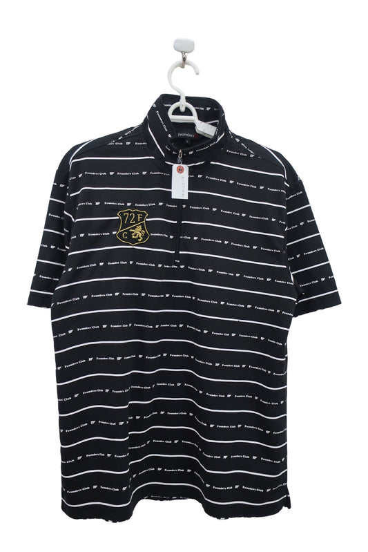 Founders Club(ファウンダース) ハーフジップシャツ 黒白ボーダー メンズ L A