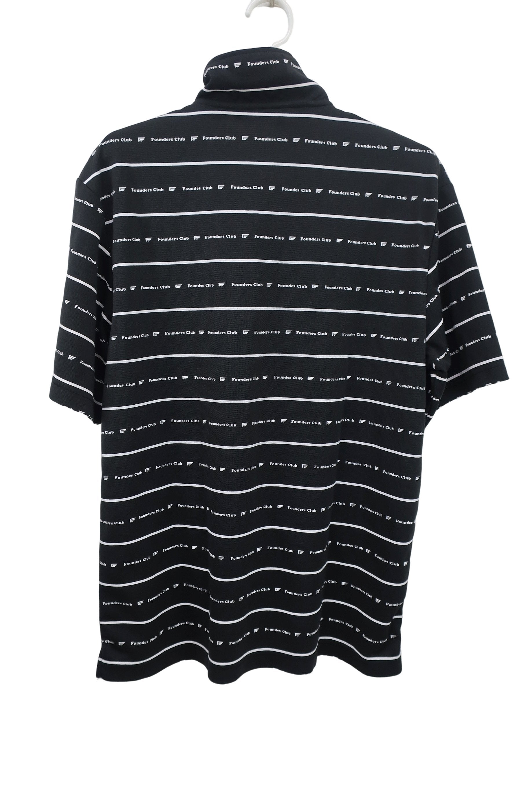 Founders Club(ファウンダース) ハーフジップシャツ 黒白ボーダー メンズ L A