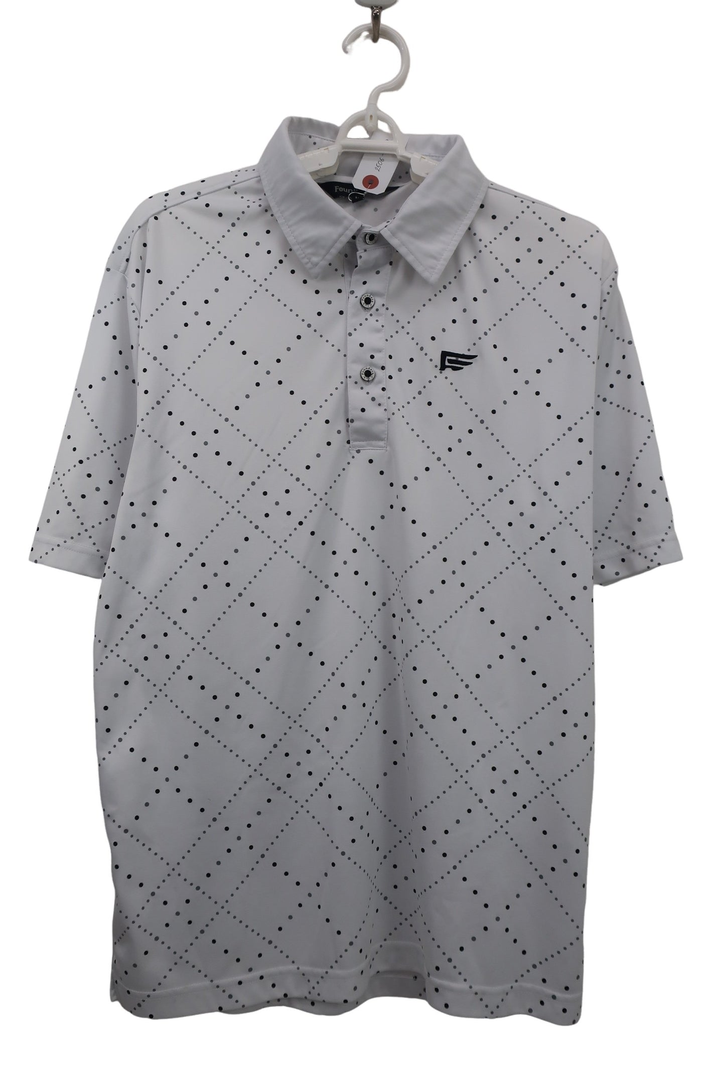 Founders Club(ファウンダース) ポロシャツ 白グレー系ドット柄 メンズ L A