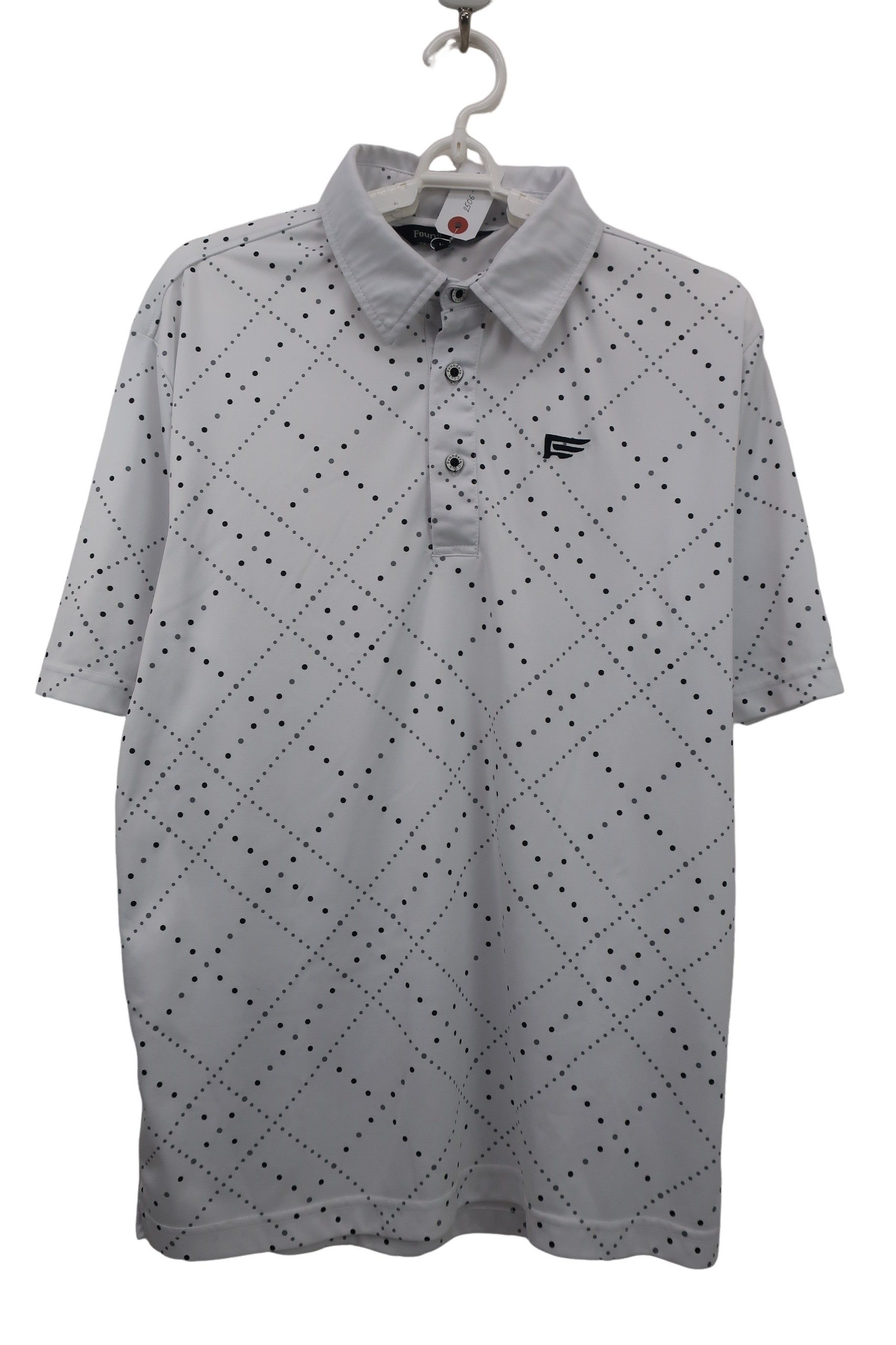 Founders Club(ファウンダース) ポロシャツ 白グレー系ドット柄 メンズ L A