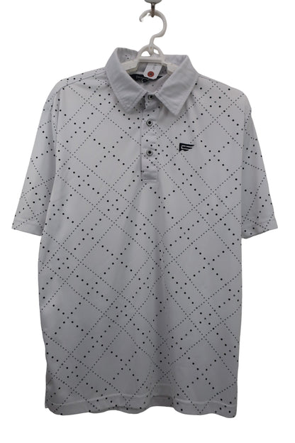 Founders Club(ファウンダース) ポロシャツ 白グレー系ドット柄 メンズ L A