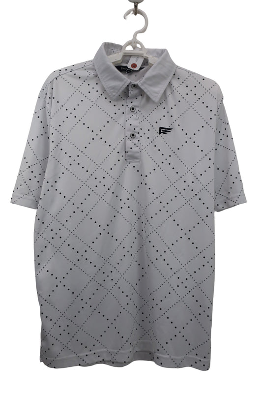 Founders Club(ファウンダース) ポロシャツ 白グレー系ドット柄 メンズ L A