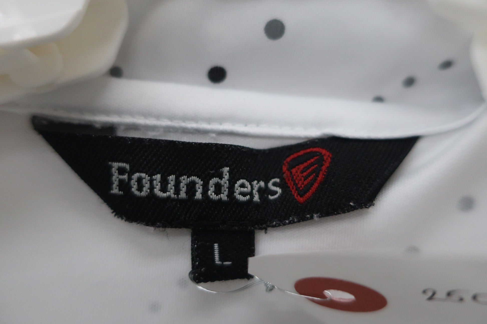 Founders Club(ファウンダース) ポロシャツ 白グレー系ドット柄 メンズ L A