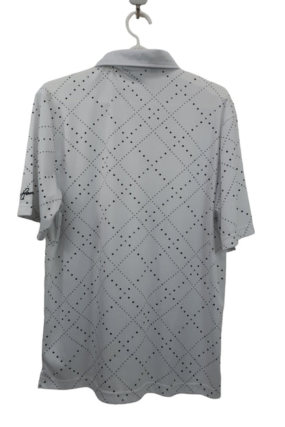 Founders Club(ファウンダース) ポロシャツ 白グレー系ドット柄 メンズ L A