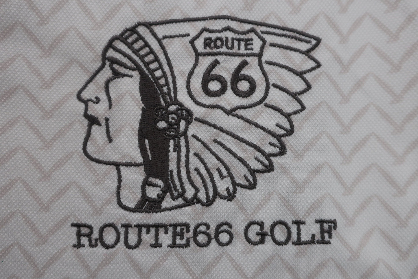 ROUTE66GOLF(ルート66) ポロシャツ 白ベージュ総柄 メンズ L B