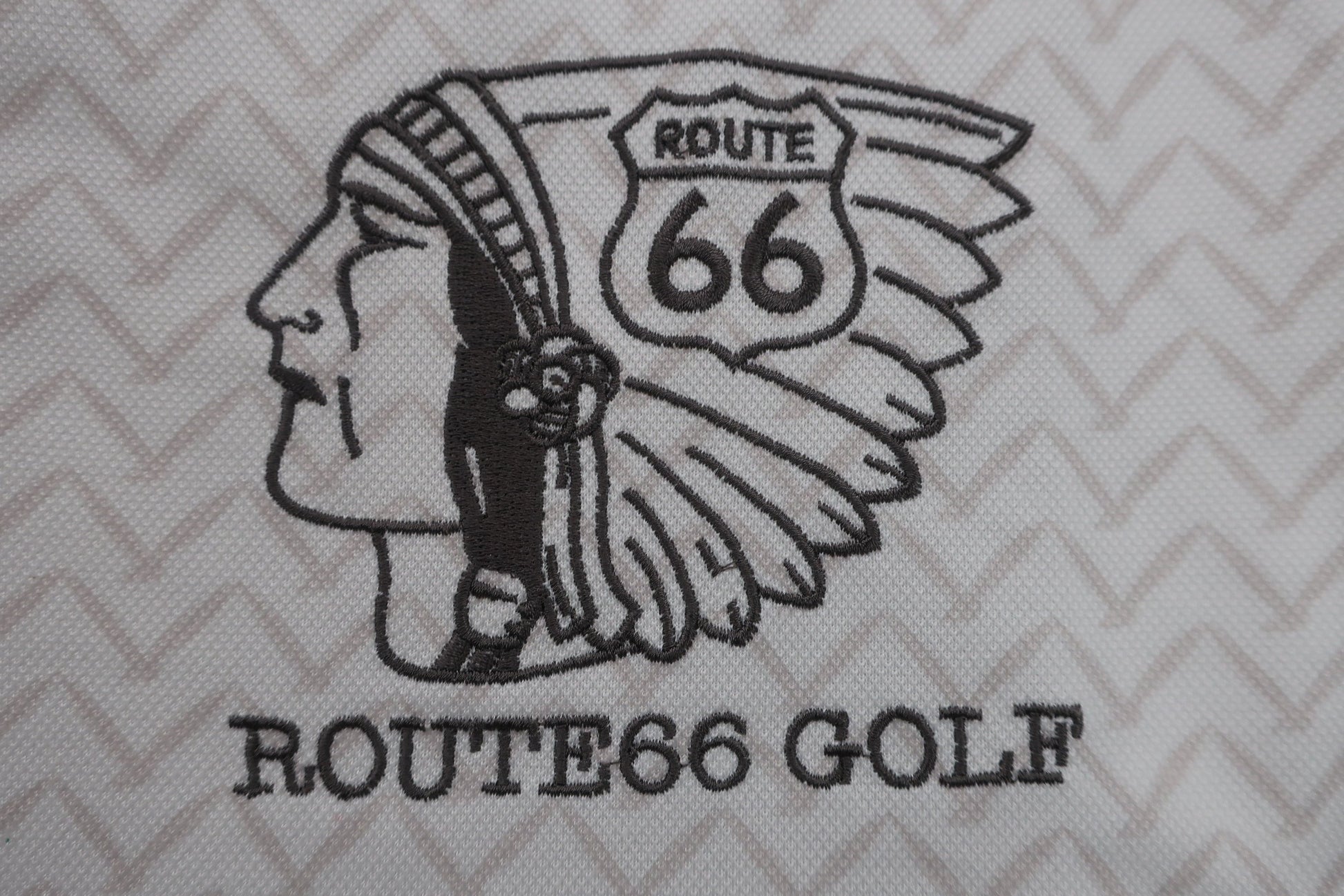 ROUTE66GOLF(ルート66) ポロシャツ 白ベージュ総柄 メンズ L B