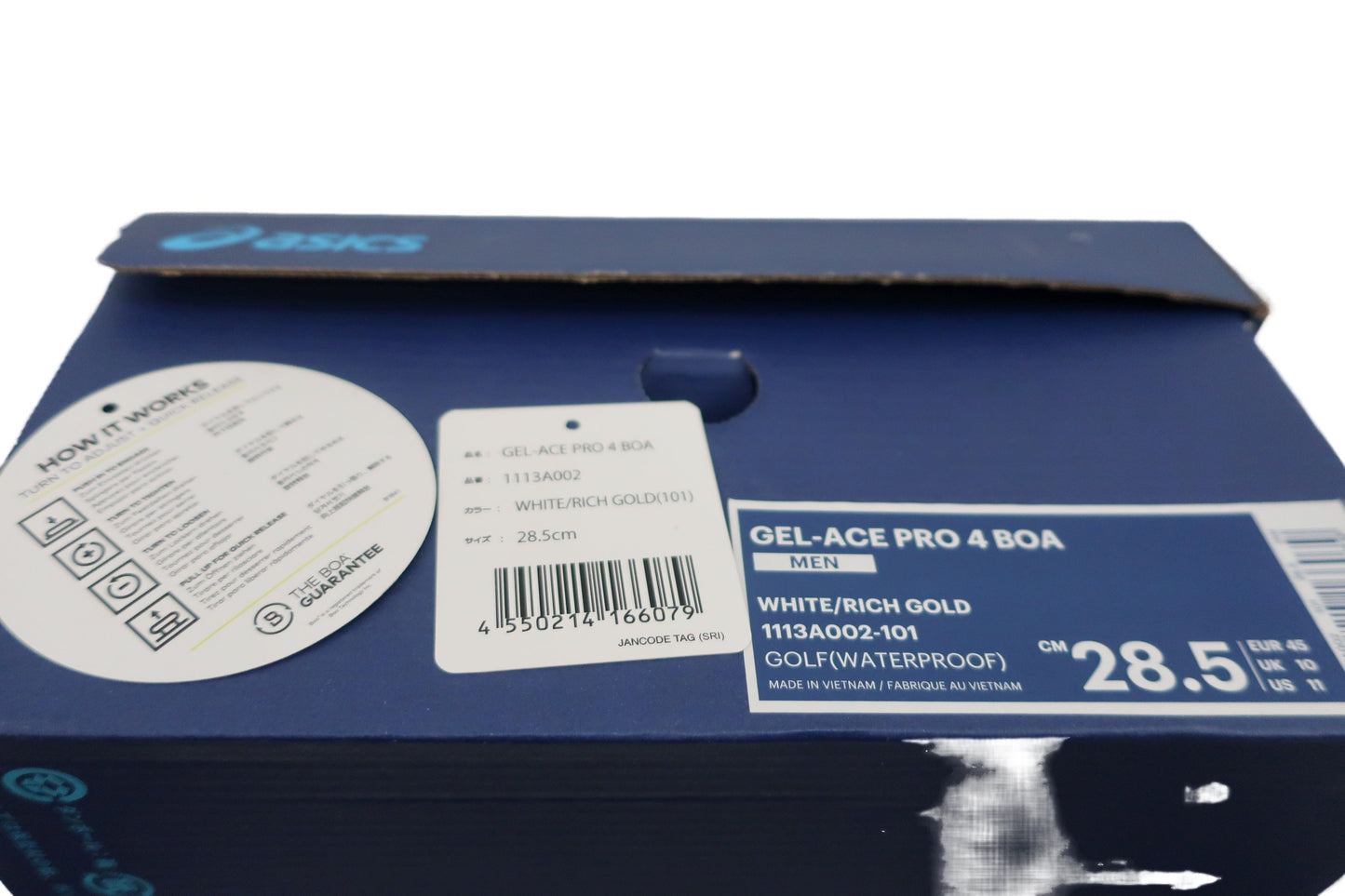 ASICS(アシックス) ダイヤル式ゴルフシューズ 白黒ゴールド メンズ 28.5cm 1113A002 A-10
