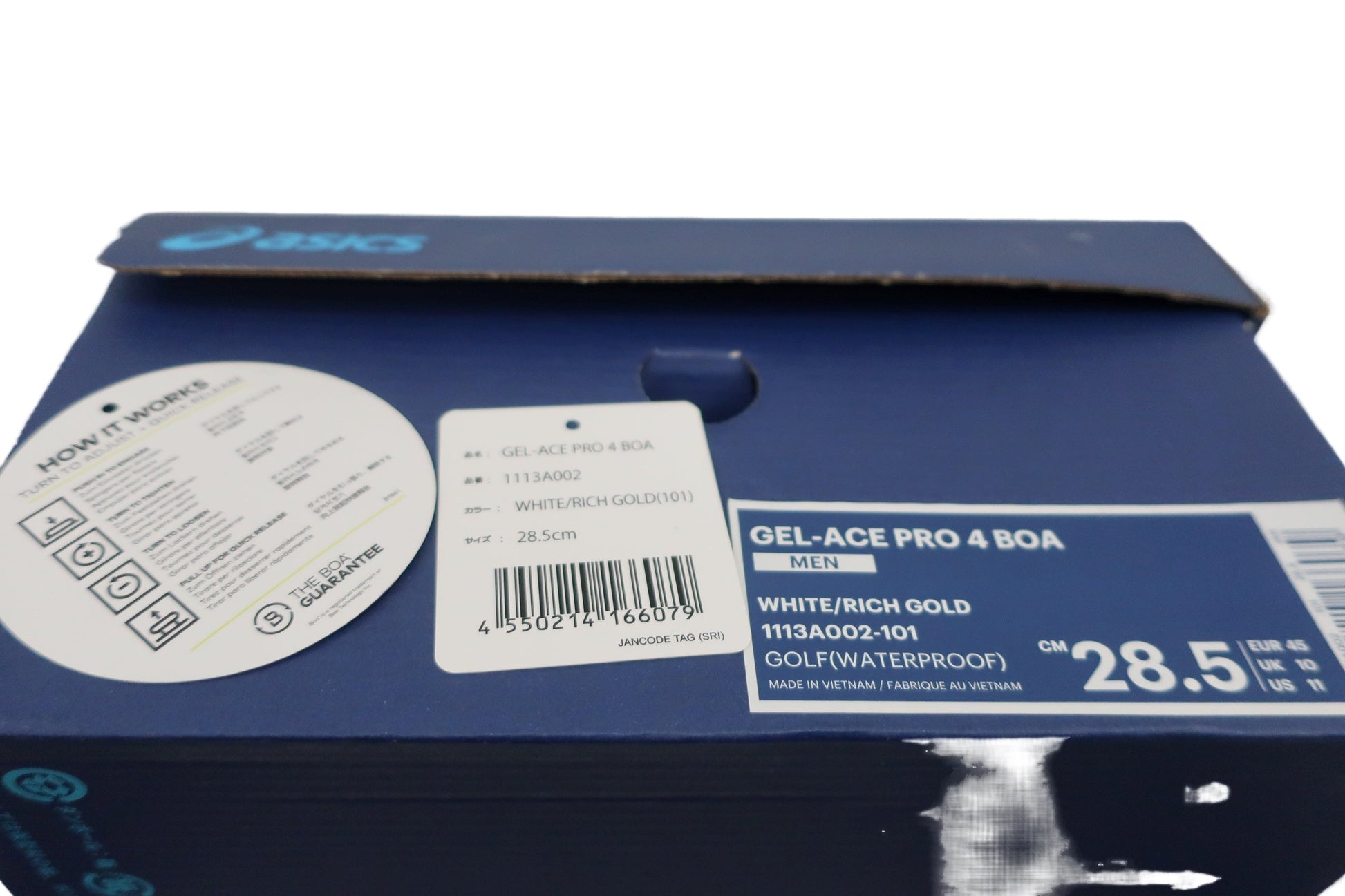 ASICS(アシックス) ダイヤル式ゴルフシューズ 白黒ゴールド メンズ 28.5cm 1113A002 A-10