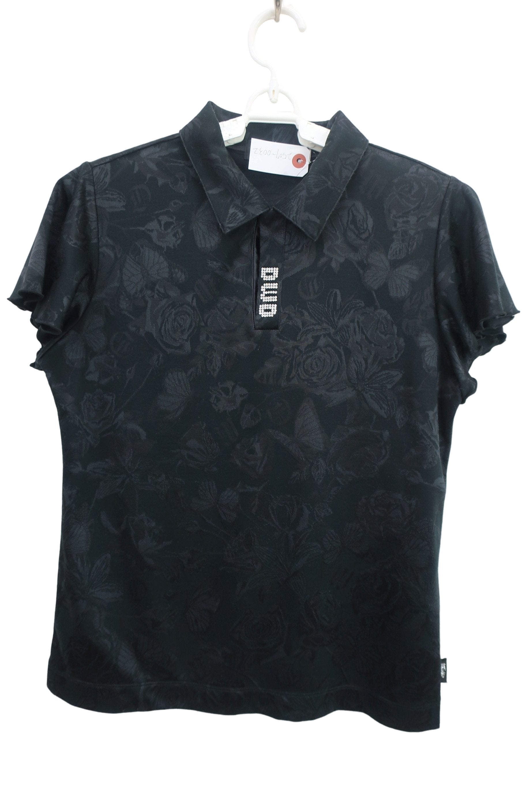 Dance With Dragon(ダンスウィズドラゴン) ポロシャツ 黒総柄 レディース 2 D2-163323 A-1