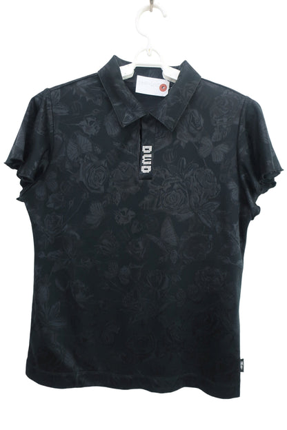 Dance With Dragon(ダンスウィズドラゴン) ポロシャツ 黒総柄 レディース 2 D2-163323 A-1