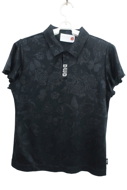 Dance With Dragon(ダンスウィズドラゴン) ポロシャツ 黒総柄 レディース 2 D2-163323 A-1