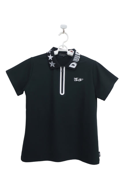 Dance With Dragon(ダンスウィズドラゴン) ハーフジップポロシャツ 黒 レディース 2 D2-178311 A-1