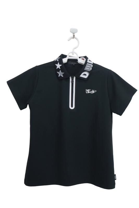 Dance With Dragon(ダンスウィズドラゴン) ハーフジップポロシャツ 黒 レディース 2 D2-178311 A-1