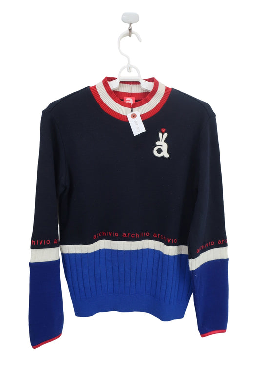 archivio(アルチビオ) モックネックセーター ネイビー白青 レディース 38 A919931 B