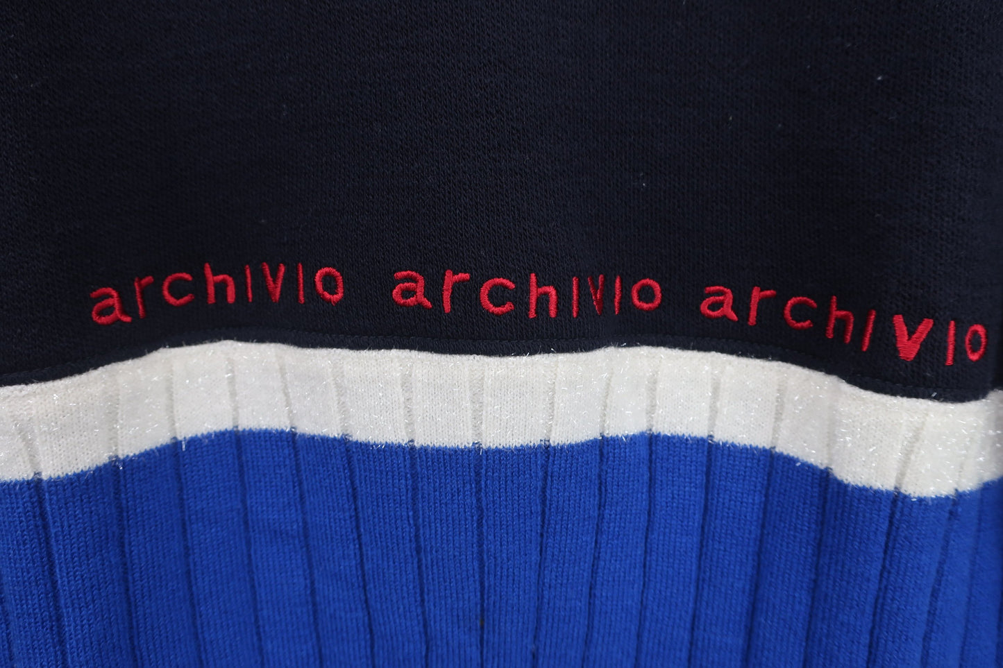 archivio(アルチビオ) モックネックセーター ネイビー白青 レディース 38 A919931 B