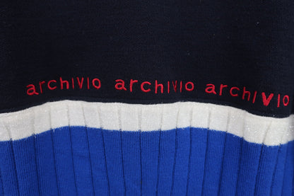 archivio(アルチビオ) モックネックセーター ネイビー白青 レディース 38 A919931 B