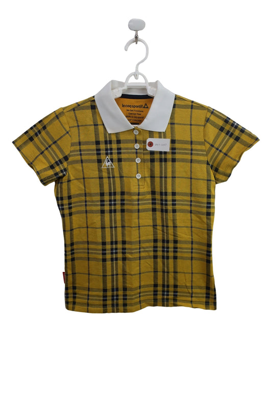 le coq sportif(ルコックスポルティフ) ポロシャツ 黄色チェック レディース L A