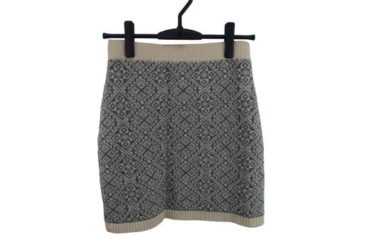 BEAMS GOLF(ビームスゴルフ) ニットスカート 白グレー総柄 レディース S A