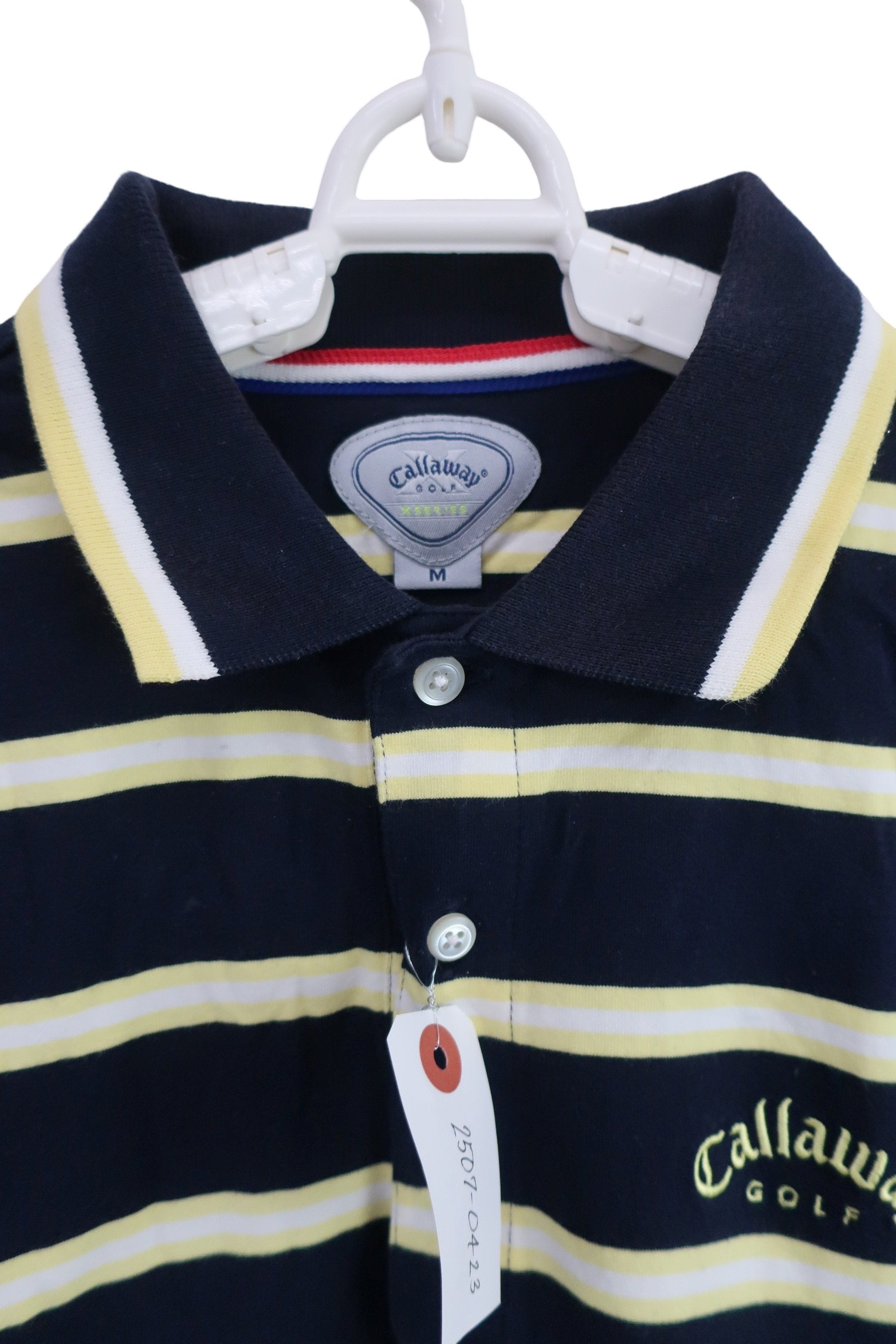 Callaway(キャロウェイ) ポロシャツ ネイビー黄色ボーダー メンズ M 241-151561 B