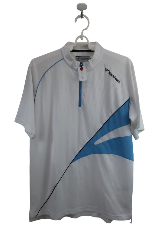 TOURSTAGE(ツアーステージ) ハーフジップシャツ 白水色 メンズ M A