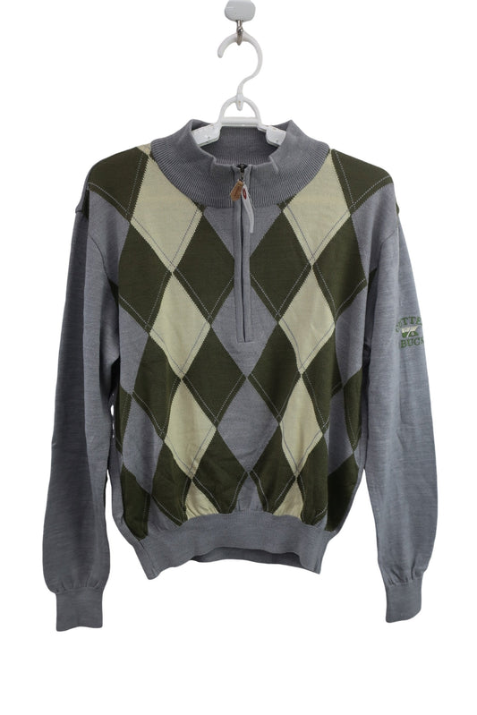 CUTTER&BUCK(カッター＆バック) ハーフジップセーター グレーアーガイル柄 メンズ M B