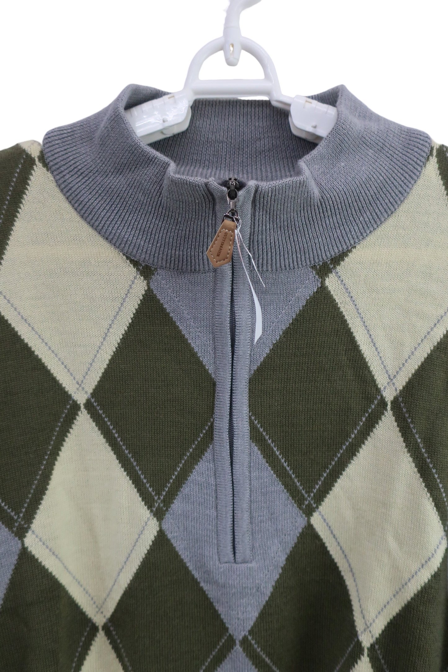CUTTER&BUCK(カッター＆バック) ハーフジップセーター グレーアーガイル柄 メンズ M B