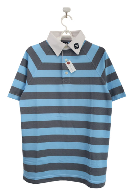 FOOTJOY(フットジョイ) ポロシャツ 水色グレーボーダー メンズ M A