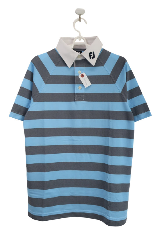 FOOTJOY(フットジョイ) ポロシャツ 水色グレーボーダー メンズ M A