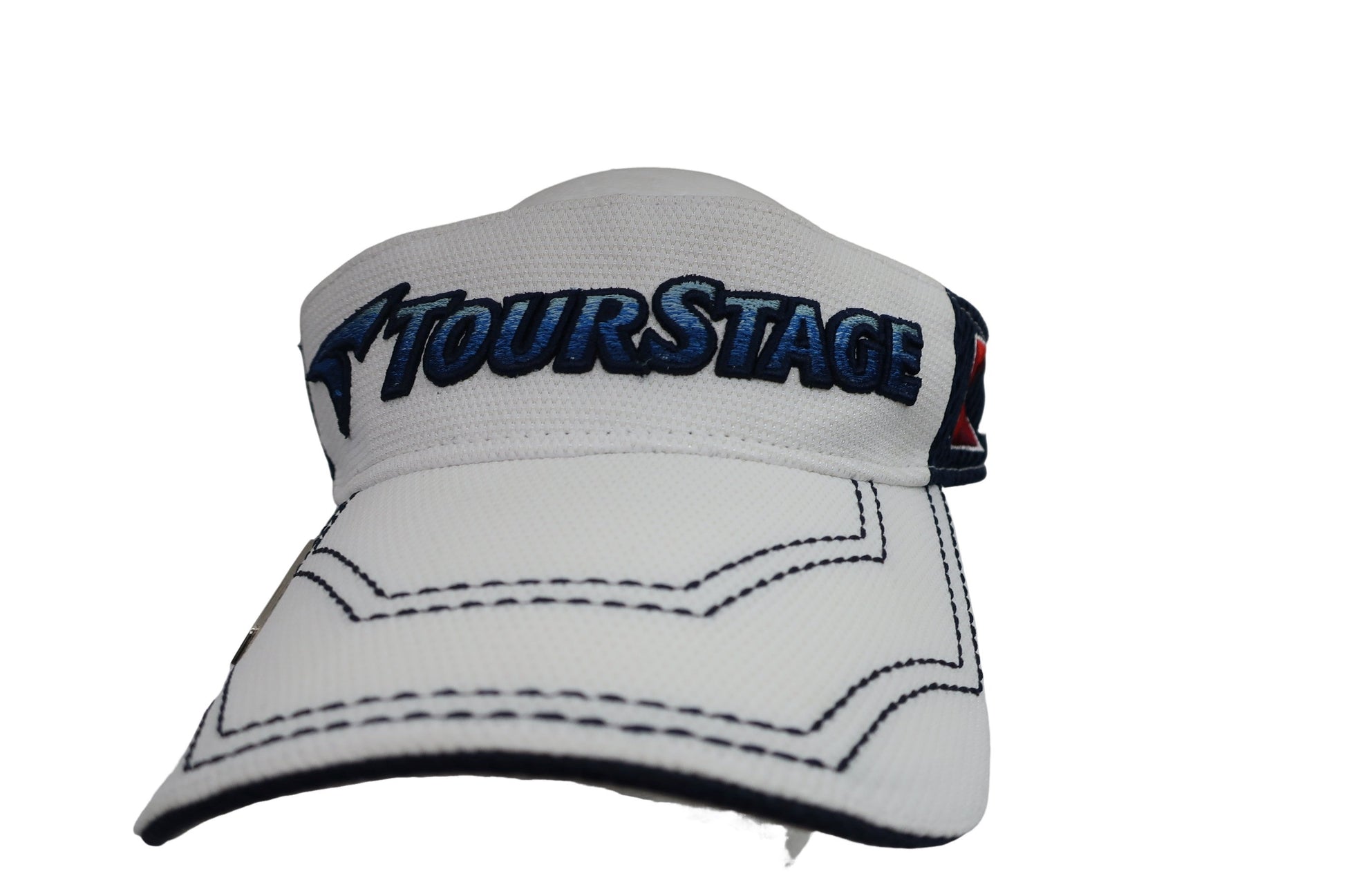 TOURSTAGE(ツアーステージ) サンバイザー 白ネイビーステッチ メンズ フリーサイズ A