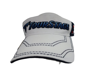 TOURSTAGE(ツアーステージ) サンバイザー 白ネイビーステッチ メンズ フリーサイズ A