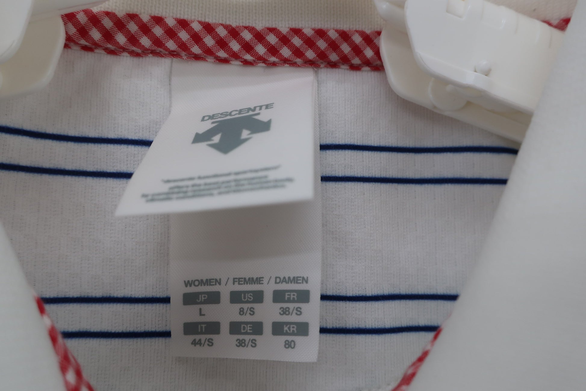 DESCENTE(デサント) ポロシャツ 白青ボーダー レディース L A